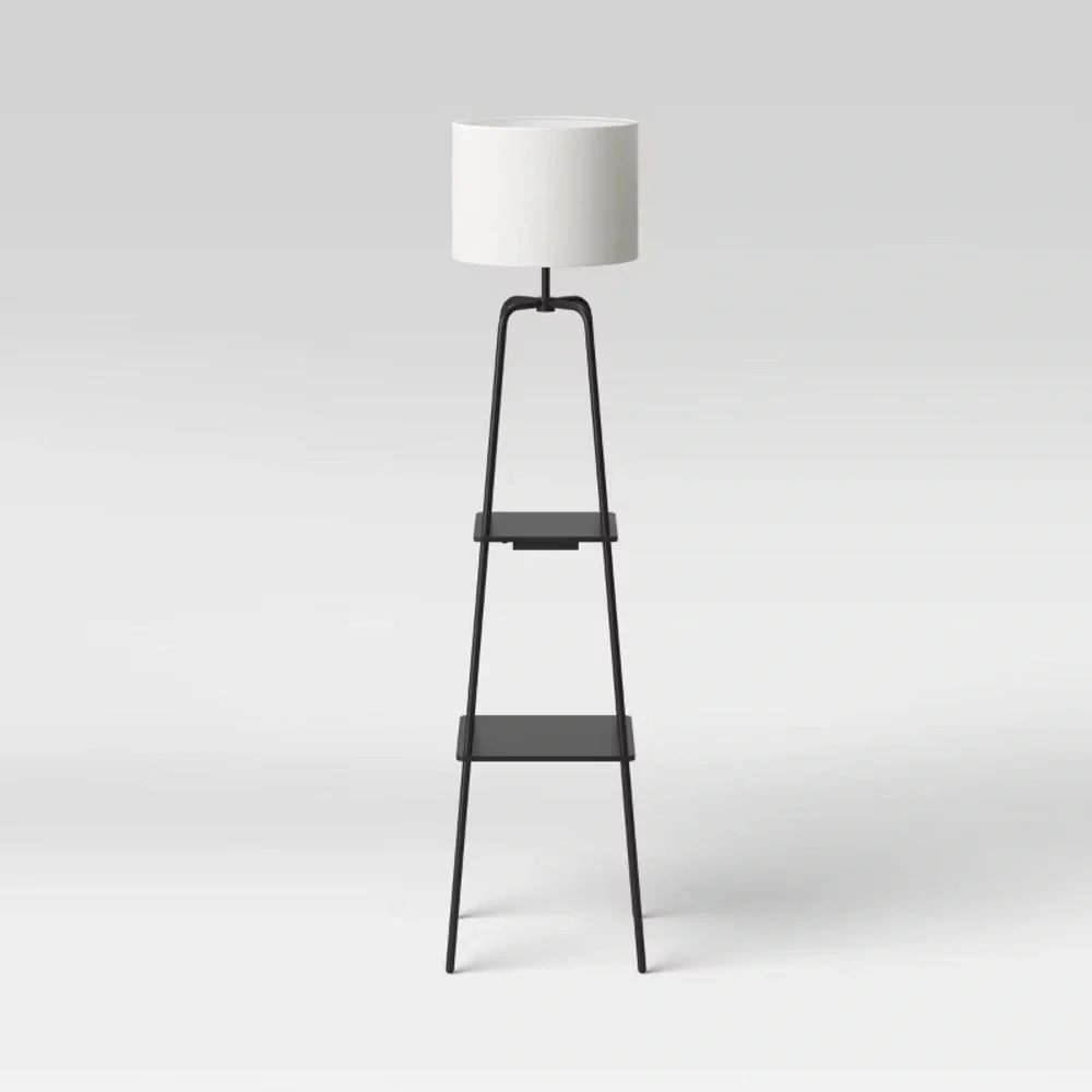 THRESHOLD NWT etagere power source shelf floor lamp -black -16”